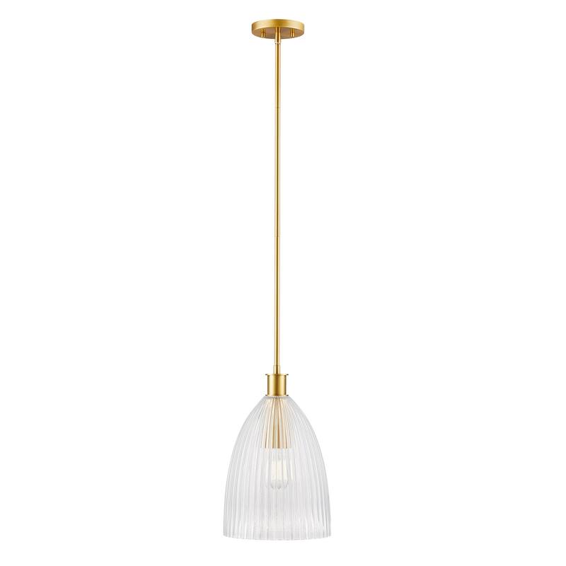 Bellevue SHP80153 10" Wide Mini Pendant with Clear Pleated Glass Shade