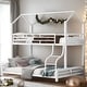 preview thumbnail 16 of 34, Contemporary Design Twin over Full Metal House Bunk Bed, Safety and Convenience, Stability and Durability, Space-saving, Pink