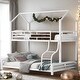 preview thumbnail 2 of 9, Contemporary Design Twin over Full Metal House Bunk Bed, Safety and Convenience, Stability and Durability, Space-saving, White
