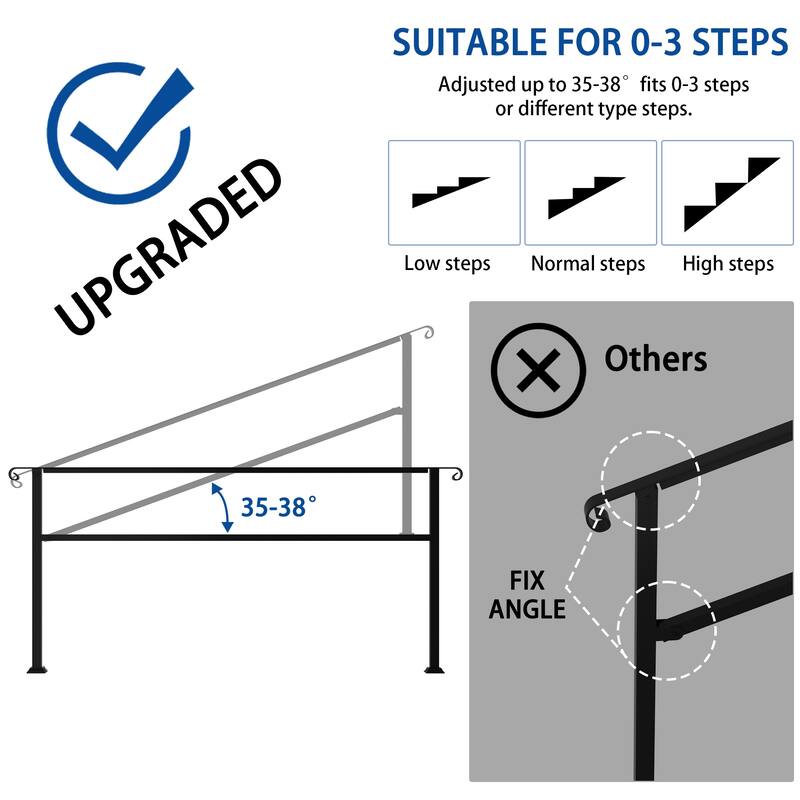 Iron Stair Rail Steps Suitable for Garden Porch and Home Applications