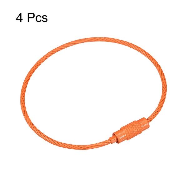 Cable Key Rings 160mm Wire Keychain Twist Loops Orange 4Pcs Bed Bath
