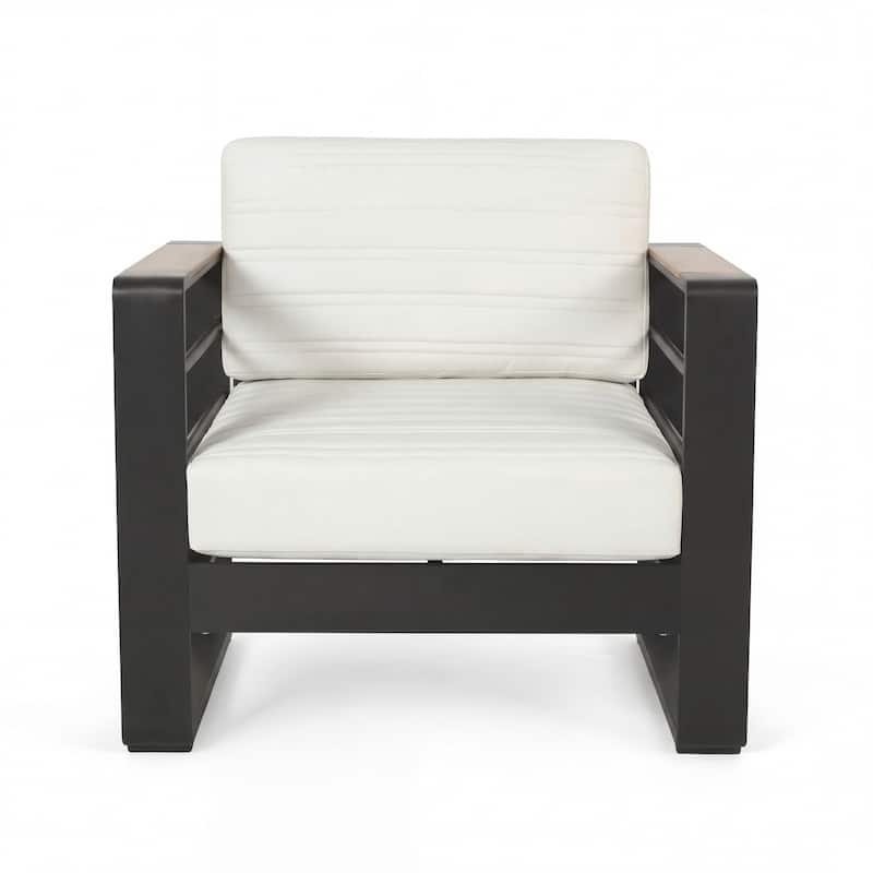 Giovanna Outdoor Aluminum Club Chairs with Faux Wood Accents (set of 2) by Christopher Knight Home