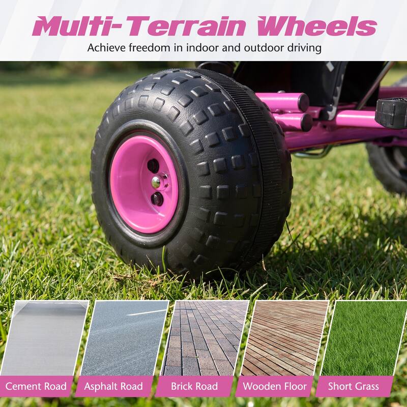 Gymax Kids 4-Wheel Pedal Go Kart w/Clutch & Hand Brake Multi-Terrain