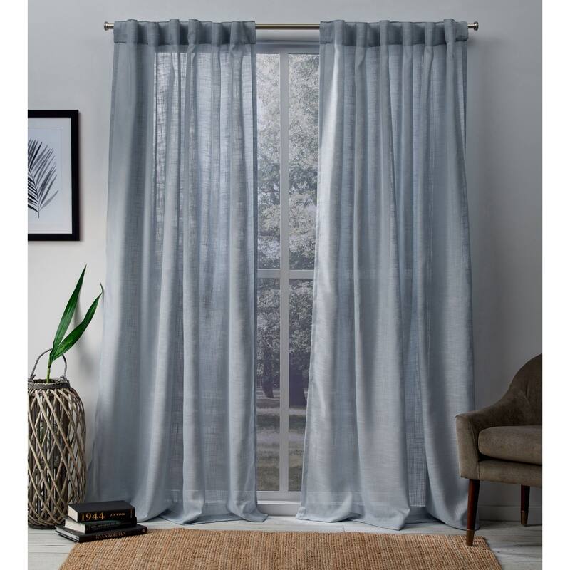 ATI Home Bella Sheer Hidden Tab Top Curtain Panel Pair - 54X84 - melrose blue
