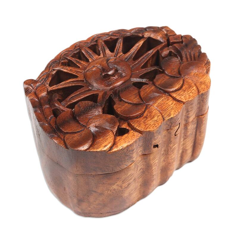 Novica Handmade Sunlight Blooms Wood Puzzle Box