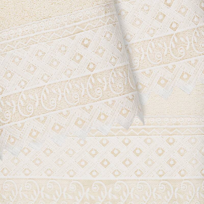 Authentic Hotel and Spa 100% Turkish Cotton Aiden 3PC White Lace Embellished Towel Set