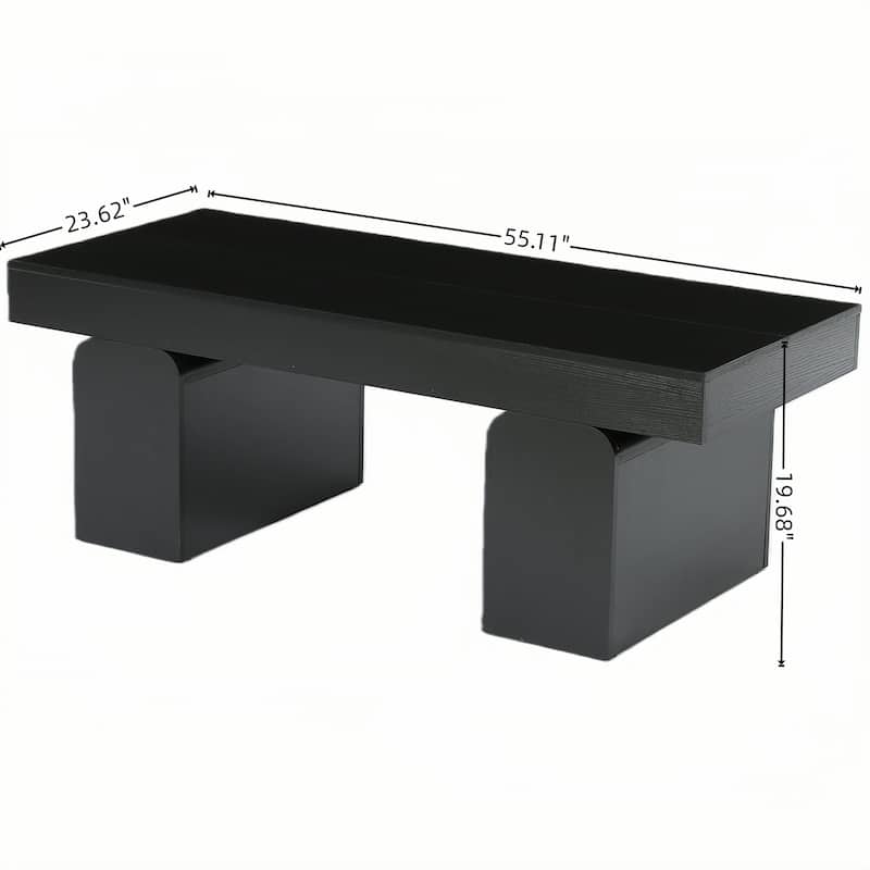 55.11" Double Pedestal Wood Coffee Table, Rectangular