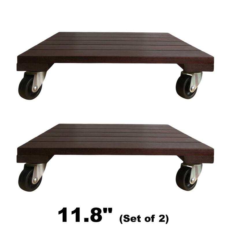 DreamPatio Acacia Plant Caddy (Pack of 2)