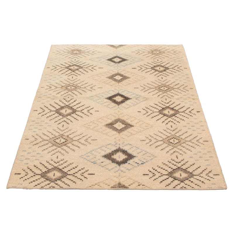 ECARPETGALLERY Hand-knotted Tangier Cream Wool Rug - 5'3 x 7'7