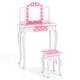 preview thumbnail 4 of 7, Kids Princess Makeup Dressing Table with Polka Dot Design for Pretend Play - 24" L x 11" W x 38.5" H
