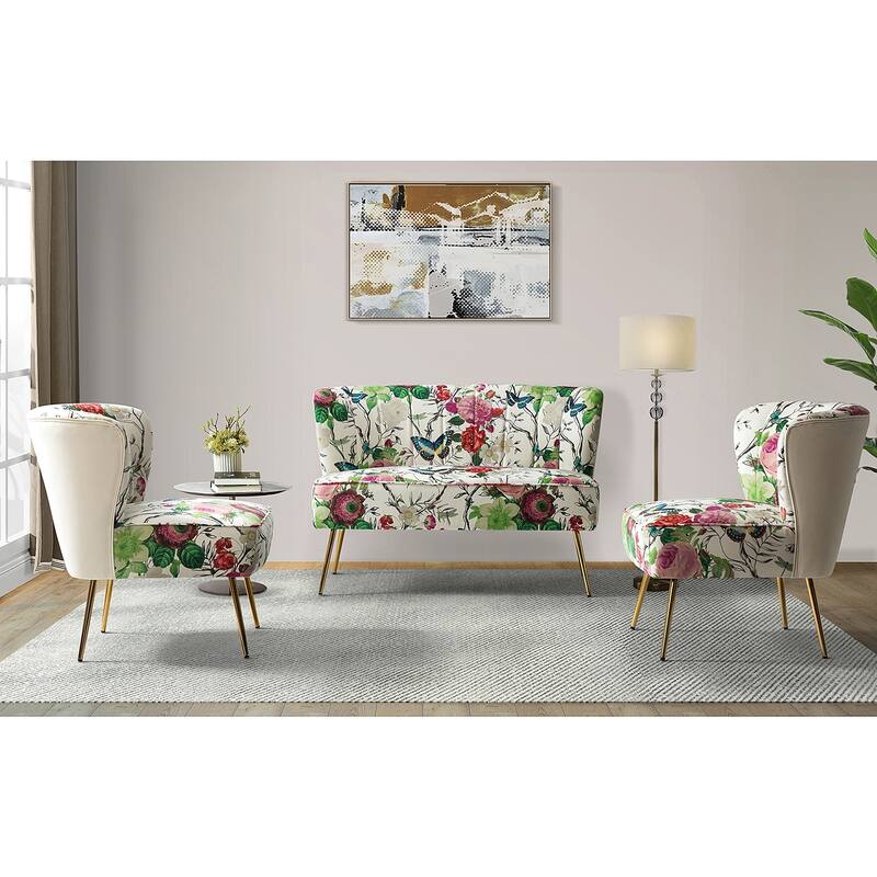 3 Piece Living Room Set with Channel Tufted Back by HULALA HOME