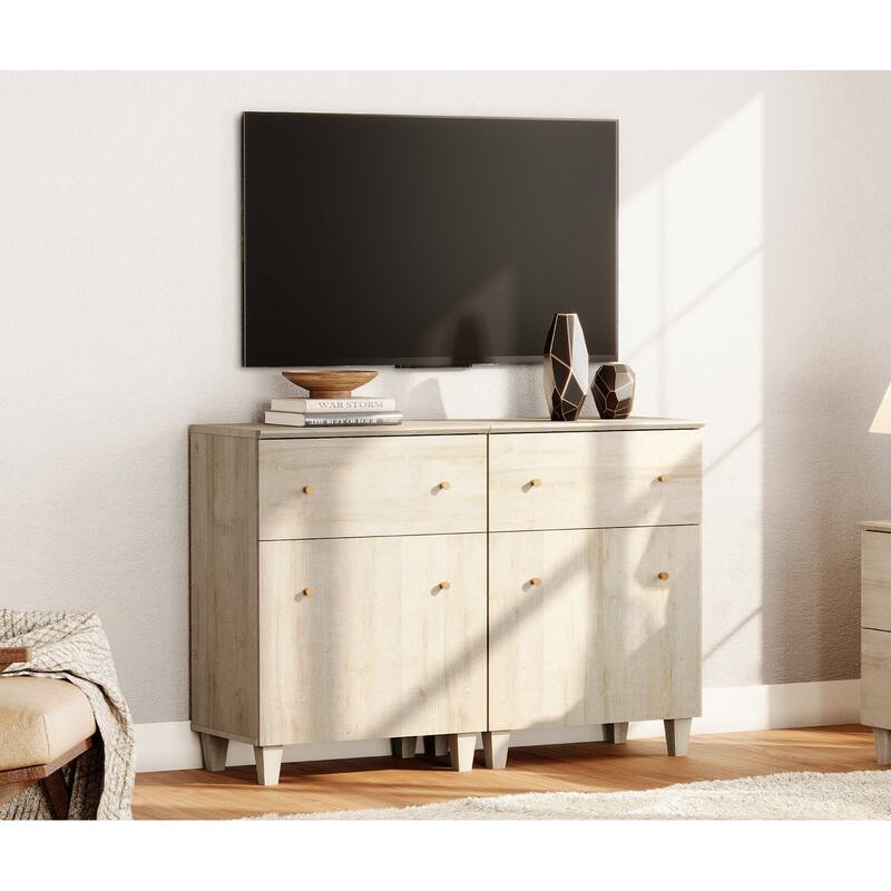 WAMPAT Modern TV Cabinet Stand with Drawers and Door