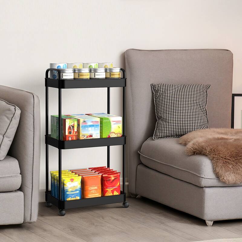 Storage Cart, Shelf Organizer Mobile Shelving, Multifunction Movable Storage Organizer