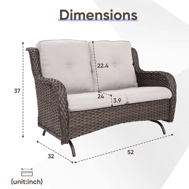 Gymojoy 2 Seat Stylish Patio Loveseat Glider Sofa with Water-Resistant Olefin Cushions