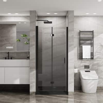 34"x72" Bifold Frameless Shower Door, 1/4" Tempered Glass Pivot Fold