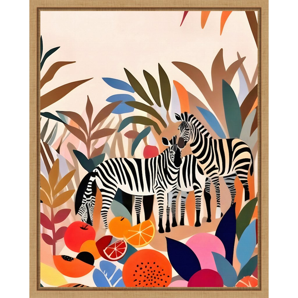 Three Zebras by Uma Gokhale Framed Canvas Wall Art