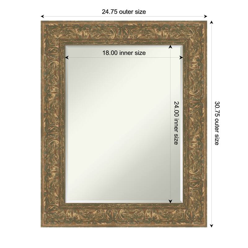 Luxe Half-Inch-Bevel Framed Wall Mirror - 25 x 31 in - Luxe Bronze Gold