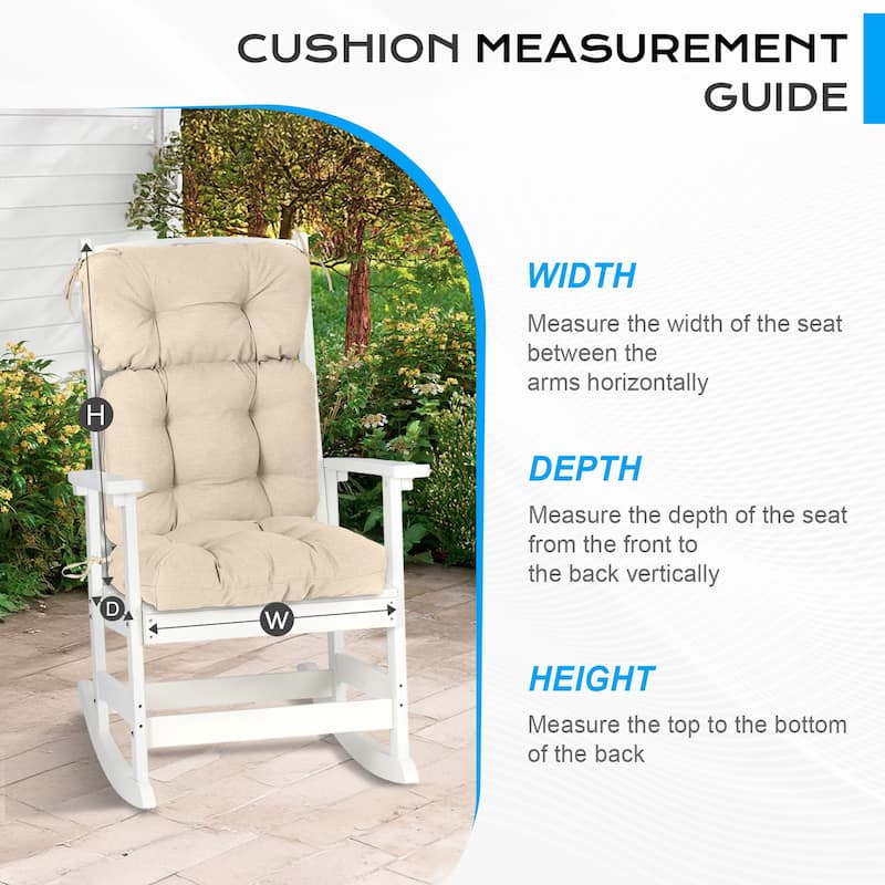 Aoodor Outdoor 45"x 22" x5" Tufted High Back Cushions Patio Replacement Chair Cushion with Ties, Set of 2 - 45" x 22" x 5"
