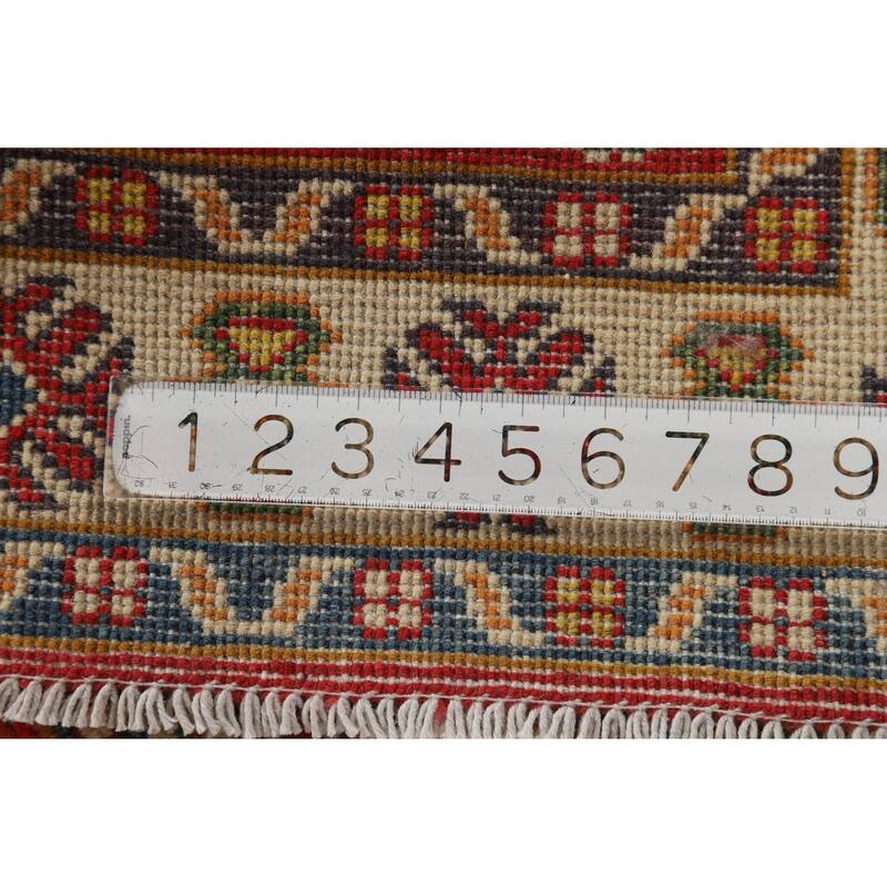 Hand Knotted Oriental 100% Wool Carpet Traditional Geometric Red Kazak Area Rug - 3' 0'' X 2' 0''