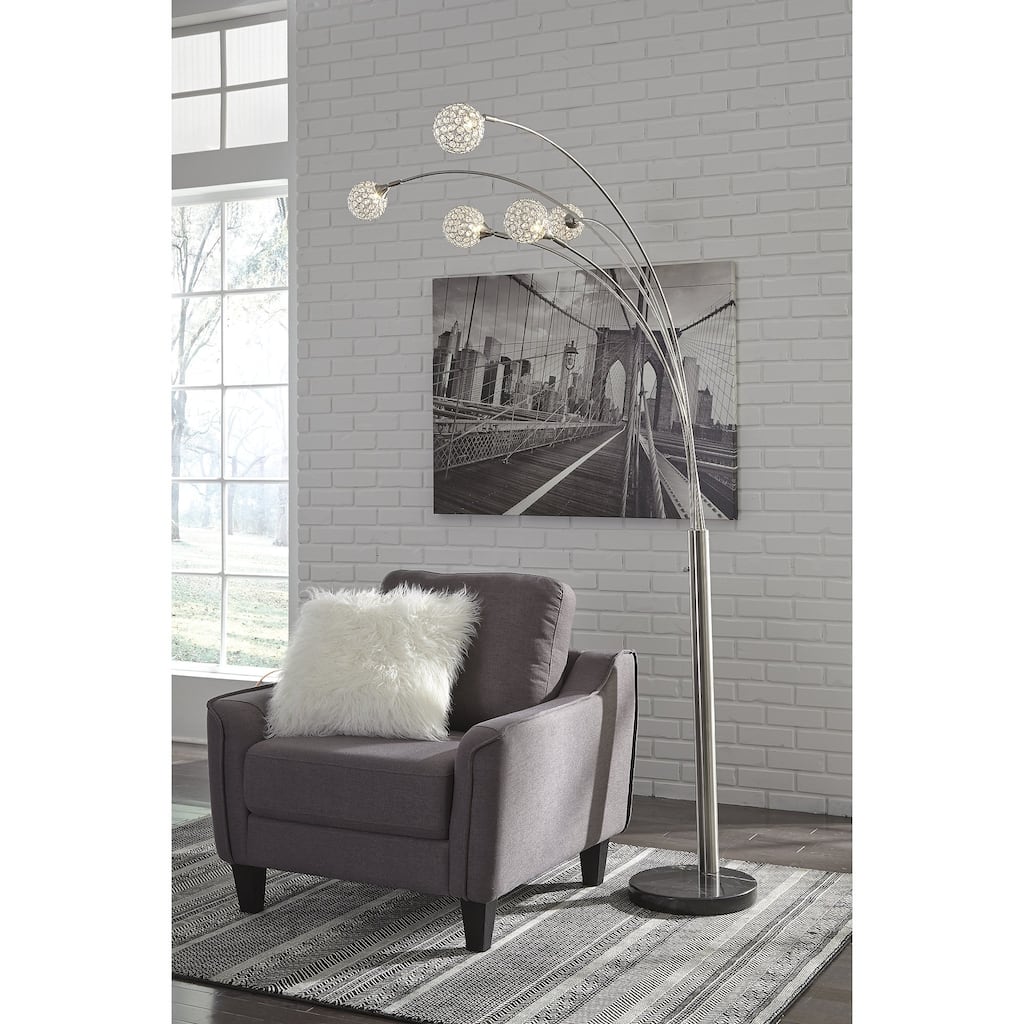 Winter Silver Finish 95 Inch Arc Floor Lamp - 13.75" W x 27" D x 95" H