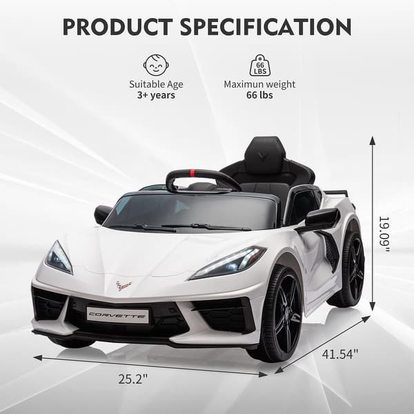 dimension image slide 1 of 5, 12V Kids Ride on Car Licensed Corvette