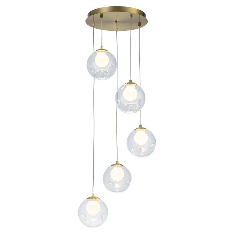 Modern Textured Glass Globe Pendant Light Frosted Shade Dining Room