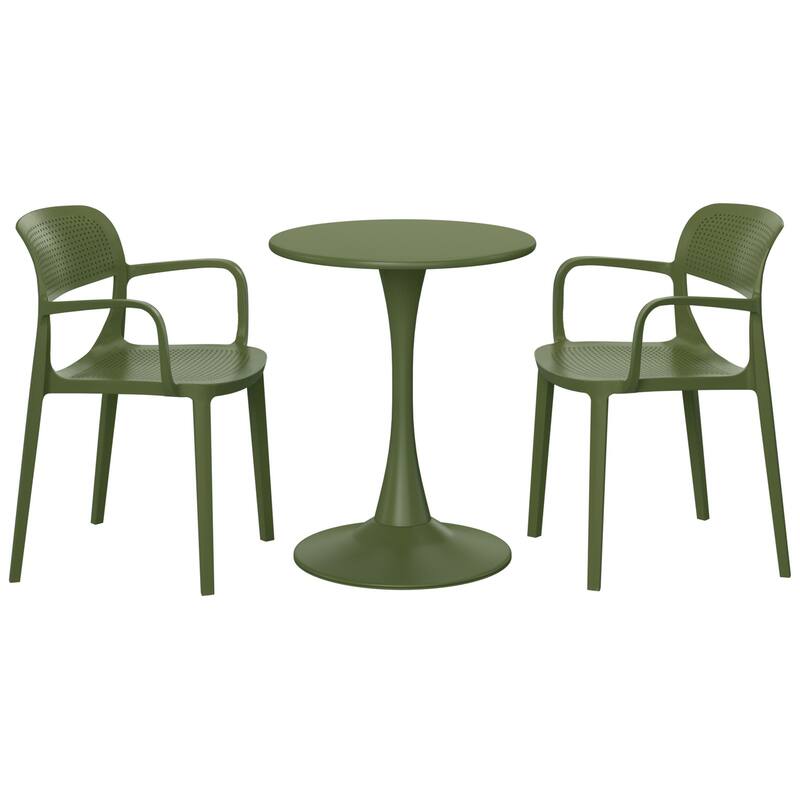 Frond and Form 2-Person Outdoor Round Dining Set - Olive Green