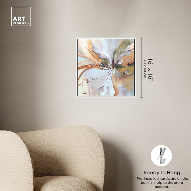 Art Remedy Golden Aesthetic Framed Boho Abstract 1 Piece Canvas Wall Art