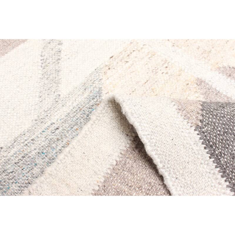 ECARPETGALLERY Flat-Weave Ankara FW Light Grey Wool Kilim - 5'2 x 7'8