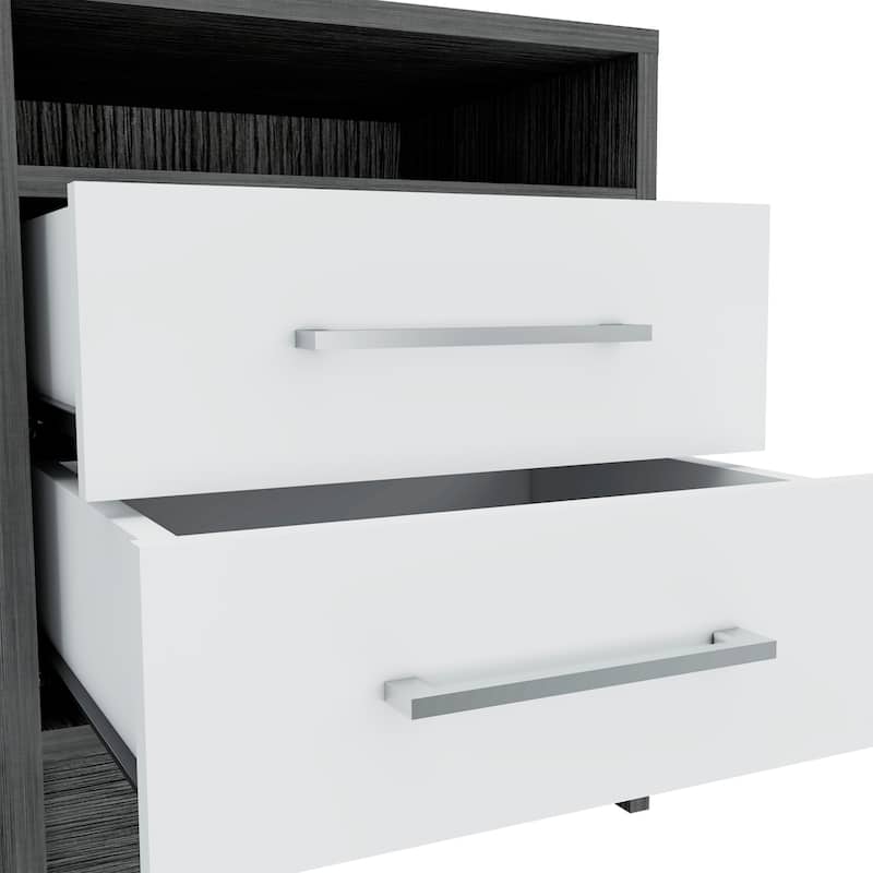 Nightstand Cartiz, Two Drawers, Smokey Oak Finish,High quality and durable