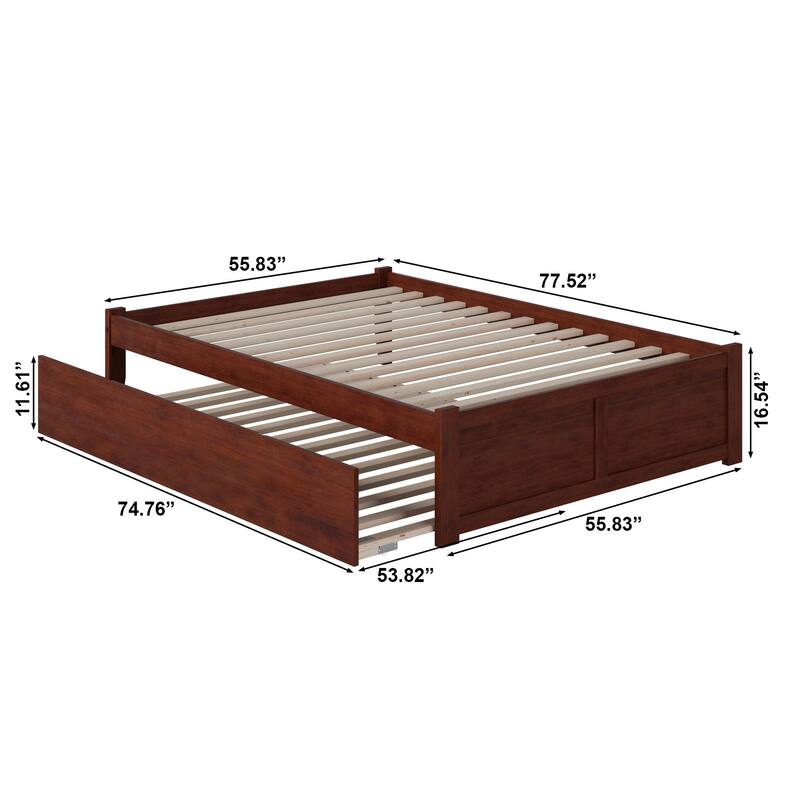 AFI Concord Full Platform Bed with Footboard & Full Trundle