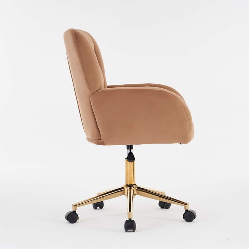 360 Swivel Fabric Home Office Chair With Gold Metal Base