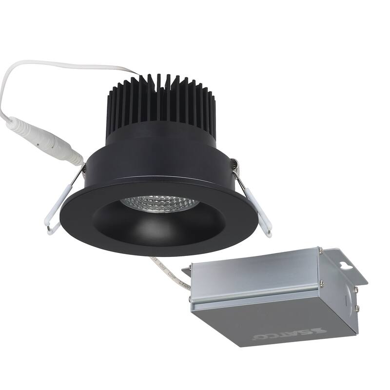 12W LED DW Downlight 3.5 in 3000K 120V Round Remote Driver Black