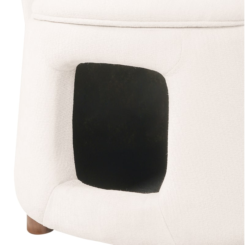 Christopher Knight Home - Modern 2-in-1 Acacia Upholstered Accent Chair with Hidden Pet-Friendly Nook & Convertible Storage Seat