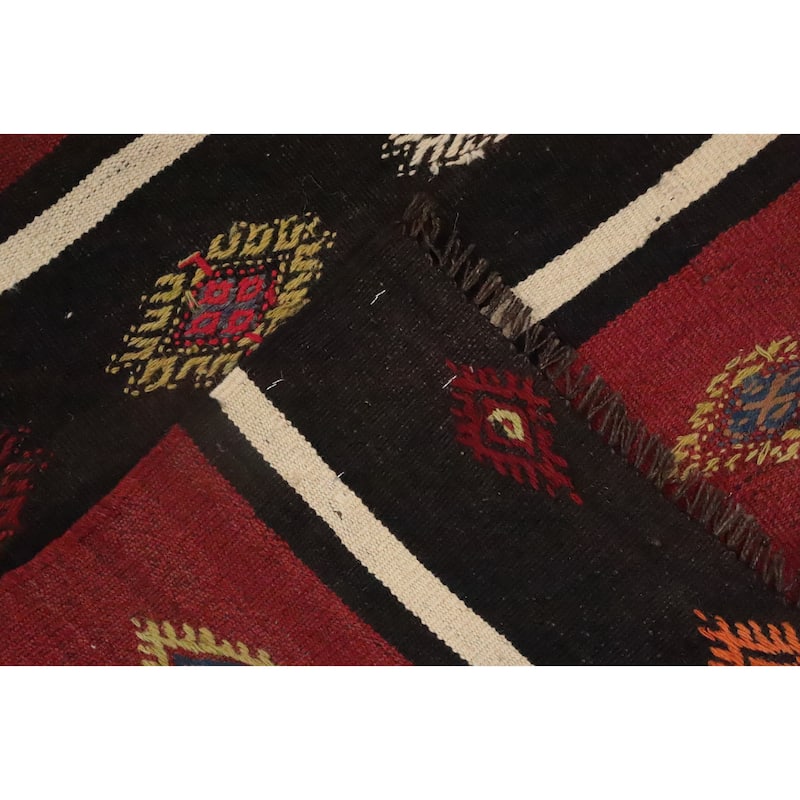 Hand Woven Oriental 100% Wool Carpet Southwestern Tribal Multi-Colored Kilim Area Rug - 10' 2'' X 5' 5''
