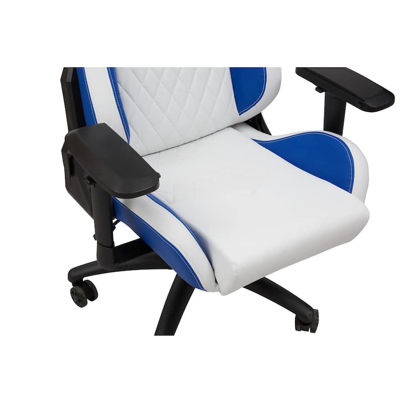 Olive White Vegan Leather Reclining Gaming Chair by Furniture of America