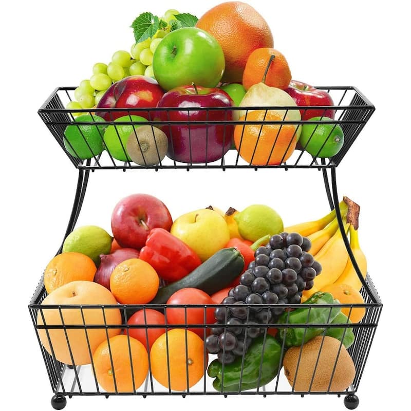 Sorbus Metal Basket, 2 Tier Countertop Rack, for Bathroom, Countertop, Household Items, Kitchen Storage Organizer