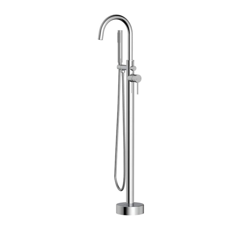 Indigo Home Floor Mounted Roman Tub Faucet with Handshower - Chrome