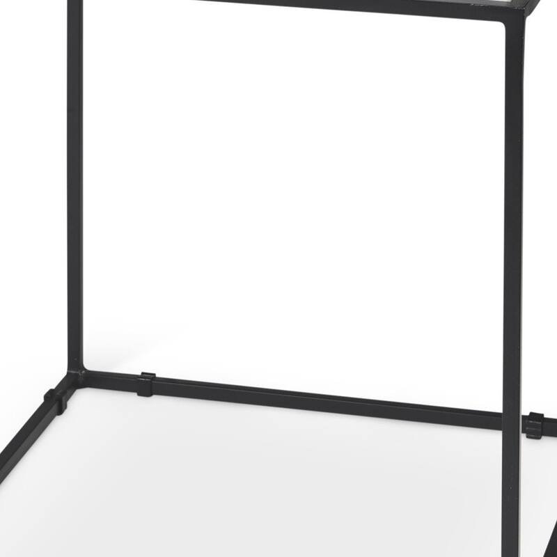 HomeRoots 20" White and Black Marble and Metal Square Frame End Table - 18' X '20' X '18