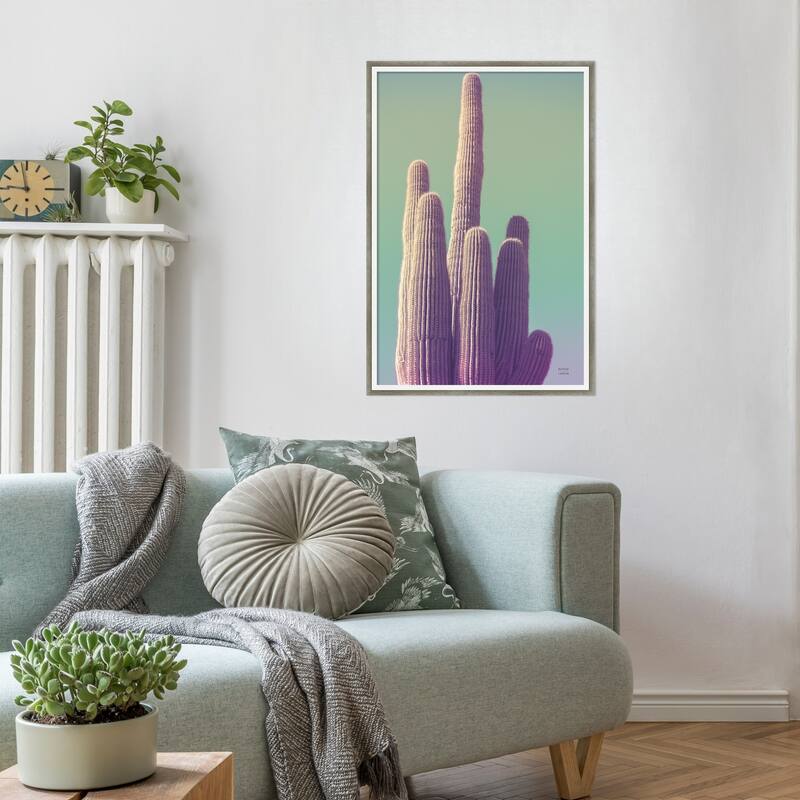Saguaro Green Pastel by Nathan Larson Wood Framed Wall Art Print
