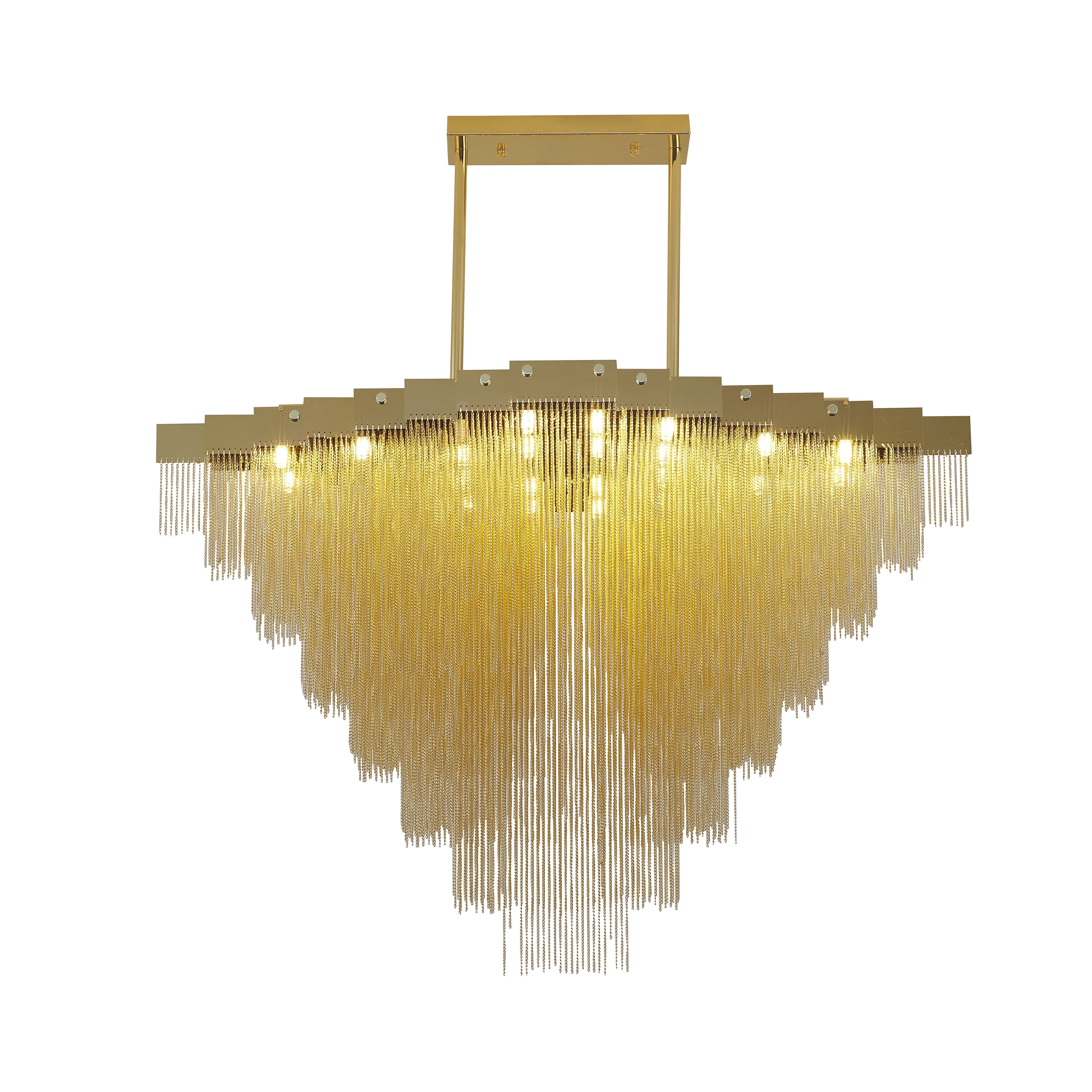 Transitional 24-Light Gold Aluminum Chain Chandelier