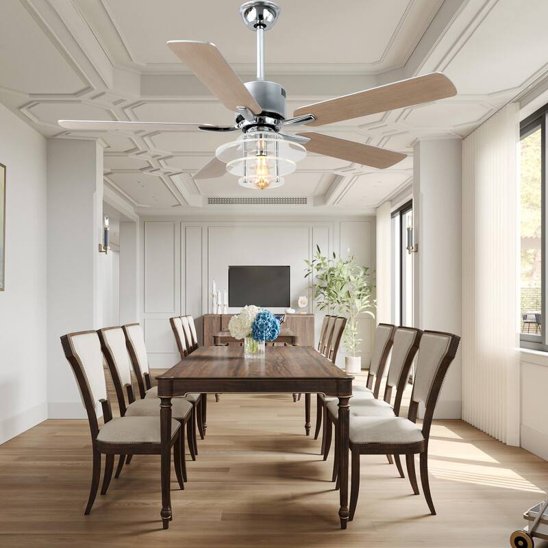 Bella Depot 52" Modern Ceiling Fan with Light and Remote 6-Spped Reversible Fan