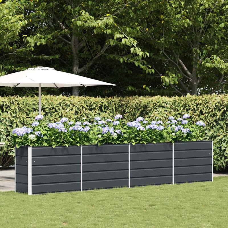 vidaXL Planter in Galvanised Steel - 39.37 x 19.69 x 17.72 - Black - 151.57 x 19.69 x 30.31 in