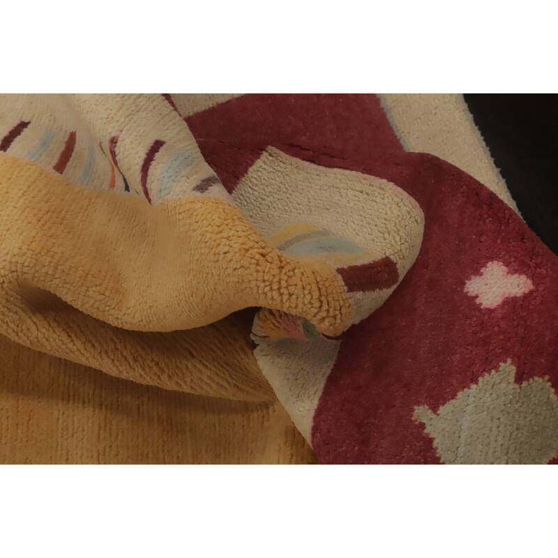 Vegetable Dye Geometric Gabbeh Turkish Area Rug Handmade Wool Carpet - 13' 4'' X 8' 0''