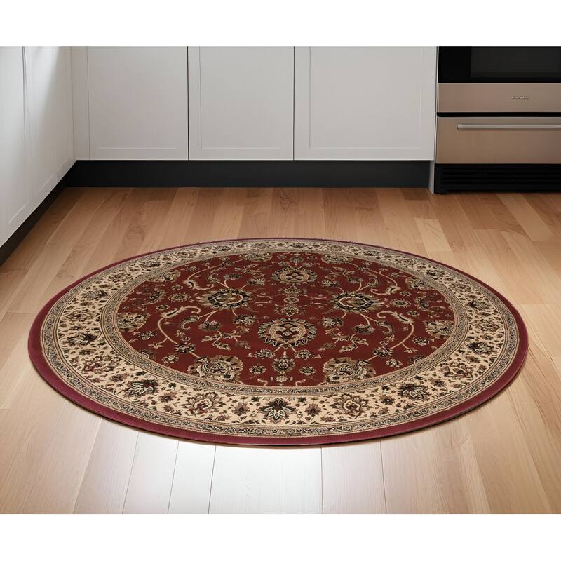 HomeRoots Oriental Traditional Square Area Rug - 70.87 in. x 70.87 in.  x 0.43 in. - Round