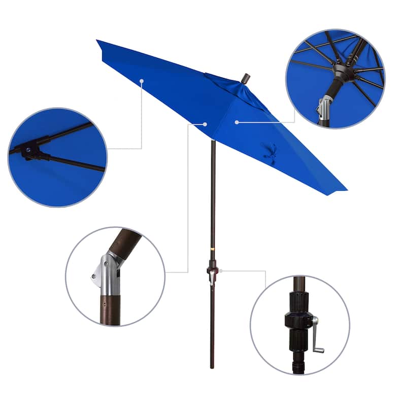 California Umbrella 7.5' Sun Master Patio Umbrella Bronze Aluminum Pole Fiberglass Ribs Crank Lift Tilt Sunbrella Cilantro