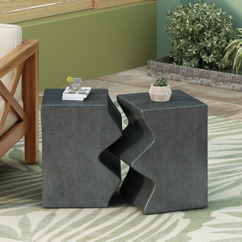 Christopher Knight Home - MGO Modern Outdoor Side Table Set with Durable Magnesium Oxide Construction