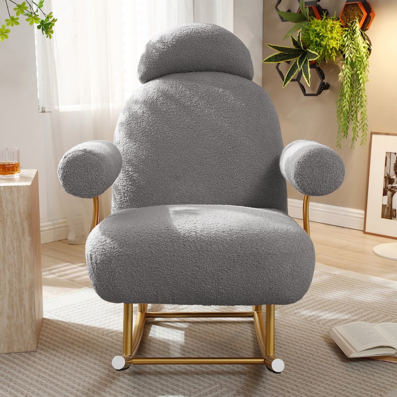 Modern Sherpa Fabric Nursery Rocking Chair