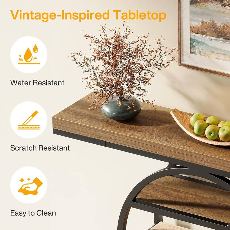 6 Tiers Console Table, 47 Inches Industrial Entryway Table with Metal Frame