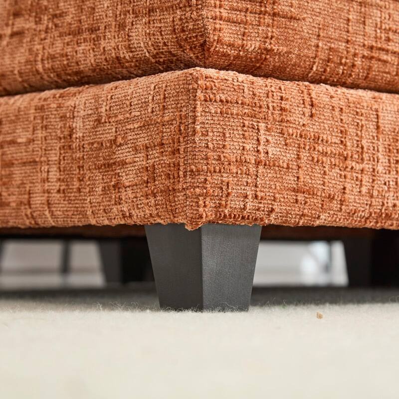 76.77" Chenille Upholstered Sofa with 2 Ottomans